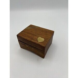 Wooden Music Box Gold Heart Hinged Lid Plays "Lara's Theme" Dr Zhivago